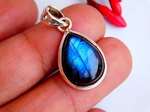 Ciondolo in argento sterling 925 LABRADORITE FLASH UNISEX GUARIGIONE - REGALO per un amico - Foto 1 di 10