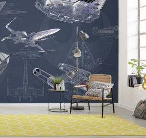 Teen Schlafzimmer Fototapete 399x279cm Star Wars Wandbild Riesig Marineblau - Bild 1 von 5