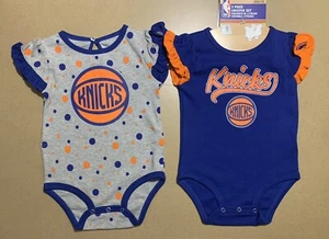 NBA NY Knicks 2pc Kids Baby Girl Creeper Set Bodysuit NB, 3M, 6M, 9M 12M,18M,24M - Picture 1 of 6