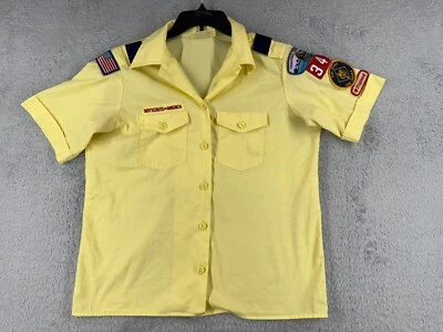 Boy Scouts of America Shirt Women 14 Yellow Short Sleeve Polyester Blend READ - Image 1 of 4