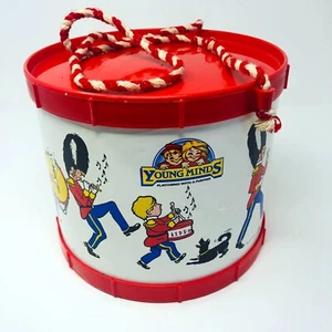 Vintage British Childrens Marching Drum 1980s Young Minds Musical Instrument Toy - Picture 1 of 9