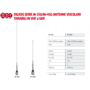 FALKOS SERIE M-150/M-450 ANTENNE VEICOLARI TARABILI IN VHF o UHF - Zdjęcie 1 z 3