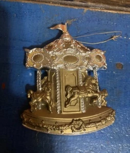 Gold Silver Carousel Merry Go Round Christmas Ornament - Picture 1 of 4