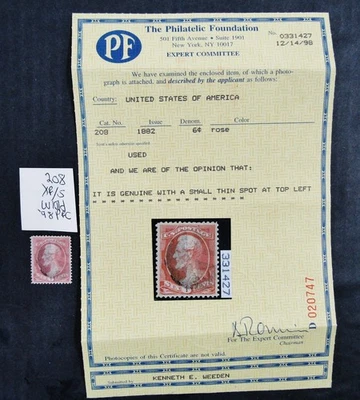 nystamps US Stamp # 208 Used $110 PF Cert            N28x1802 - Image 1 of 4