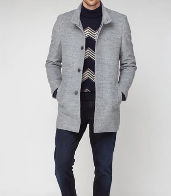 Ben Sherman Mens Funnel Neck Car Coat Size 44r Wool Blend New With Tags Grey - Image 1 of 3