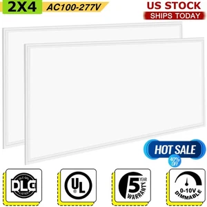 2x4 LED Flat Panel Light for Drop Ceiling,0-10V Dimmable,120-277V,ETL Listed,2PC - Picture 1 of 15