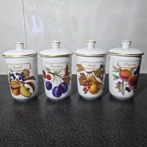 Royal Worcester Evesham Keramik Kräutergläser 4er Set - Bild 1 von 8