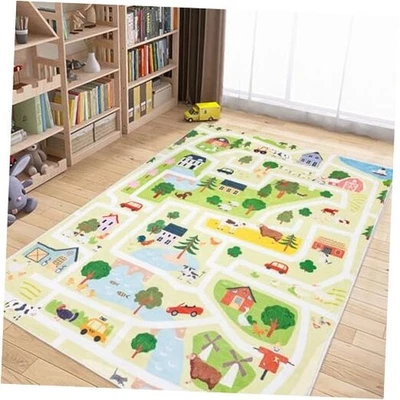 Alfombra para niños 4x6 grande alfombra de área de animales de granja tráfico carretera niños alfombra de juego para  Foto 1 de 4
