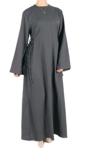 Vestido Fumidar Gris Texturizado Manga Larga/cerrado Abaya Mujer Talla XXL - Imagen 1 de 6