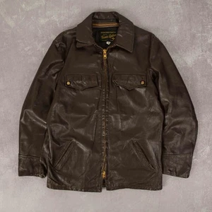 Vintage 70er Jahre Lederjacke L Herren braun Reißverschluss - Bild 1 von 9