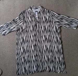 M&S Ladies Black & White Band Collar V Neck Dress Size 20 BNWT Cost £29.50 - Picture 1 of 10