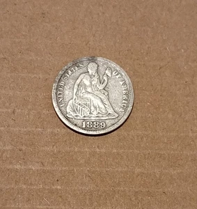 Moneda de diez centavos de plata EE. UU. - 10c ~ libertad sentada 1889 ~* en muy buen estado ~ - Imagen 1 de 6
