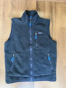 Patagonia Retro Pile Fleece Weste Herren klein grau Reißverschlusstasche "fortress" Patch - Bild 1 von 16