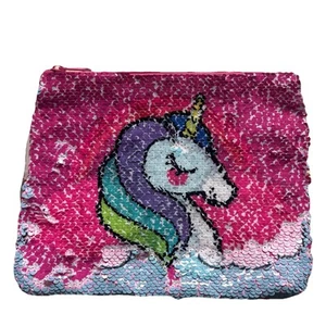 Borsa Unicorn Magic Sequin Reveal con cerniera 9,5" x 7" stile laboratorio trucco nuova con etichette - Foto 1 di 6