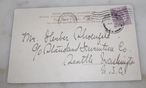 Antike Postkarte 1907 Singapur Raffles Hotel Straits Settlements Stempel - Bild 1 von 4