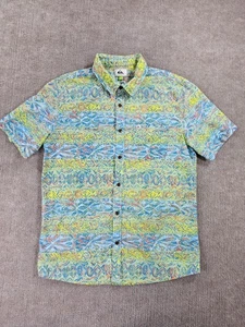Camisa Quiksilver Para Hombre Pequeña Multicolor Estampado Geométrico Manga Corta Abotonada - Imagen 1 de 9