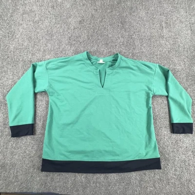 Moletom J. Jill Fit feminino grande verde marinho gola dividida manga longa pulôver - Imagem 1 de 4