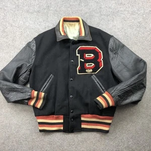 Chaqueta Letterman de Colección Para Hombre Mediana Cuero Lana Bombardero Universitario Años 60 - Imagen 1 de 14