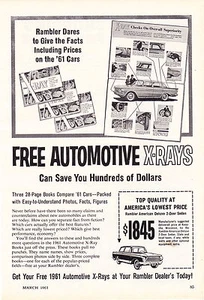 1961 RAMBLER AMERICAN DELUXE 2-DOOR SEDAN  ~  RARE SMALLER SIZE AD - Picture 1 of 1