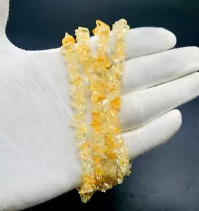Natural Citrine Uncut Chips Rough Beads, Beautiful Golden Color Polished 36 Inch - Picture 1 of 2