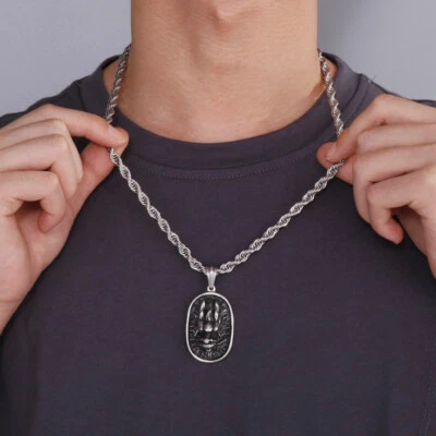 Genial Collar Colgante Etiqueta Dragón Cadena Acero Inoxidable 24"" Hombre Regalo Cumpleaños Foto 1 de 4