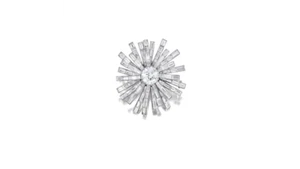 Bright White Baguette & Round Cut 4.75CT Cubic Zirconia Flower Burst Brooch Pin - Picture 1 of 2