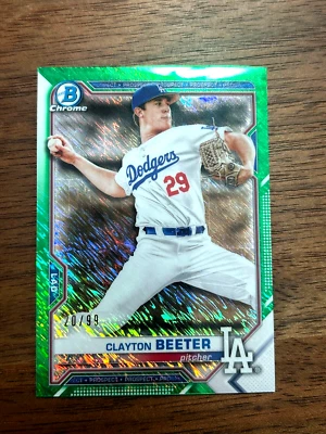 2021 Bowman Prospects Chrome Green Shimmer #BCP-16 Clayton Beeter  /99 - Image 1 of 2