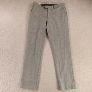 Prince of Wales Check Pants Mens 34 Gray Glen Plaid Polyester Wool Slacks 34x32 - Picture 1 of 8