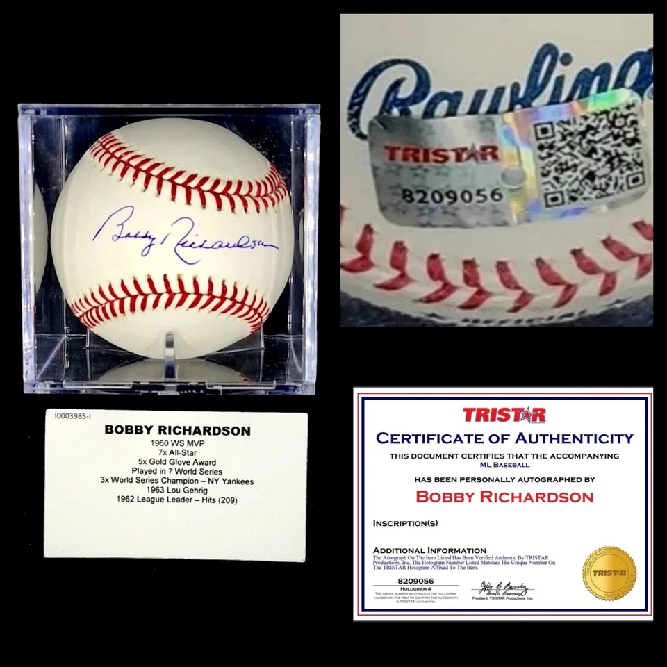 Bobby Richardson Single Signed Tristar OML Autograph Baseball Auto - Image 1 of 4