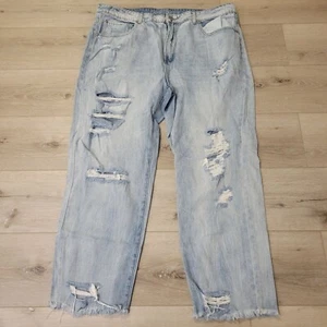 Distressed Light Wash Gogo Jeans Size 22 With Frayed Hem Ripped Details - Picture 1 of 6