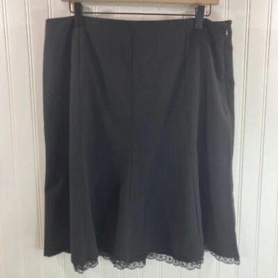 George Mujeres 16 Falda Negra Elastizada Parte Inferior Encaje Borde Trasero Cierre de Cremallera Foto 1 de 4