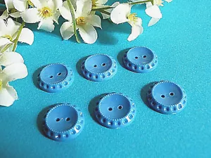 1240B Charming Buttons " Layette " Blue Medium Lot 6 Buttons Period 1950 - Picture 1 of 3
