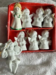 8 Vintage Assorted Porcelain Christmas Angel Ornaments Goebel Tiny Trims - Picture 1 of 10