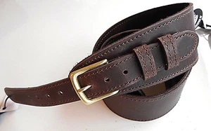 UK MADE ROAD WORN BROWN BUCKLE 2.5" WIDE LEATHER ACOUSTIC ELECTRIC GUITAR STRAP - Picture 1 of 6