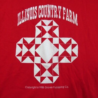 Camiseta DE COLECCIÓN AÑOS 80 Illinois Country Farm puntada única Groves Publishing GRANDE Foto 1 de 4