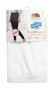 New Fruit of the Loom White Waffle Pant EverSoft Cotton Women's Size Med Thermal