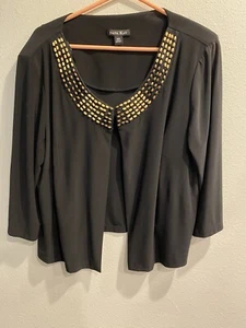 Dana Kay Brand Women’s Size 16W Black Short Jacket With Beaded Collar - Picture 1 of 5