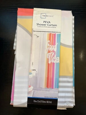 New PEVA Good Vibes Multi Color Shower Curtain 70"X72" - Image 1 of 2