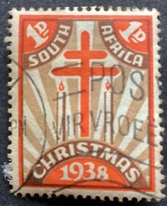SOUTH AFRICA 1938 1d Christmas Cinderella Label Postally Used (B503) - Picture 1 of 2