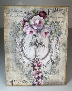 Romance Shabby Chic 8” x 10” Wall Art/Board Sign - New Handmade - Pink Flowers - Picture 1 of 5