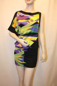 NUEVO VESTIDO DE CÓCTEL BCBGMAXAZRIA ESTAMPADO ASIMÉTRICO TALLA XS - Imagen 1 de 9