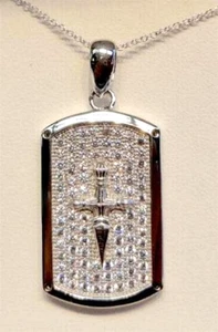 Brand New Sterling Silver/Dias Cross Medal Pendant w/Chain - Picture 1 of 2