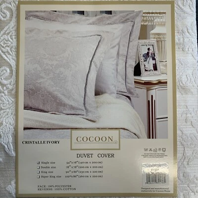 Single Bed Luxury Duvet Cover Set Woven Jacquard Ivory Neutral Braid Edge