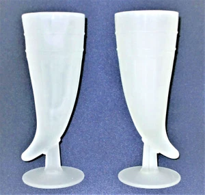 Tiara Indiana Glass White Frosted Horn Tankards Two Pieces - Picture 1 of 10