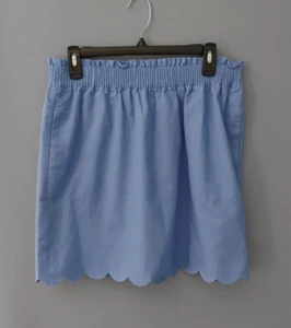 J CREW Small Blue Scalloped Hem Short Skirt With Elastic Waistband - Picture 1 of 4