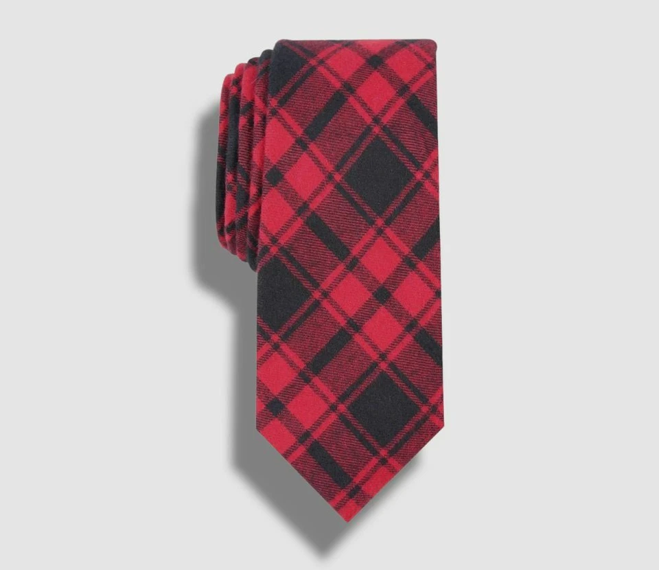 Corbata ajustada de algodón a cuadros roja Bar III de $55 para hombre talla 58 x 2,5 Foto 1 de 1