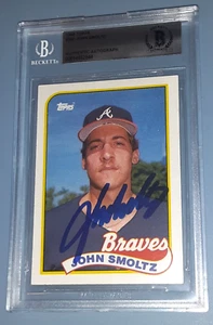 JOHN SMOLTZ ATLANTA BRAVES SIGNED 1989 TOPPS ROOKIE CARD BAS SLABBED AUTOGRAPHED - Picture 1 of 3