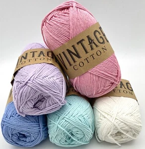 Vintage Cotton Colourways Bundle Knitting Crochet Yarn Wool - 5 x 100g Balls - Picture 1 of 11