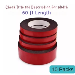 10 Pcs Double Sided 1/4 inch 60 ft Adhesive Tape Home Automotive Acrylic Foam - Picture 1 of 4