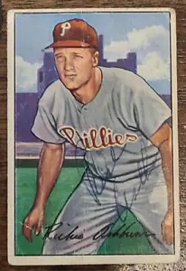1952 BOWMAN #53 RICHIE ASHBURN SIGNED CARD PHILLIES WHIZ KIDS HOF DEC - Picture 1 of 2